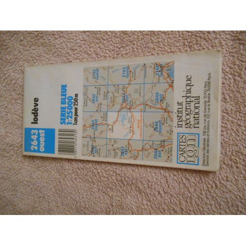 Carte Ign 2643 Ouest Lodeve Serie Bleue