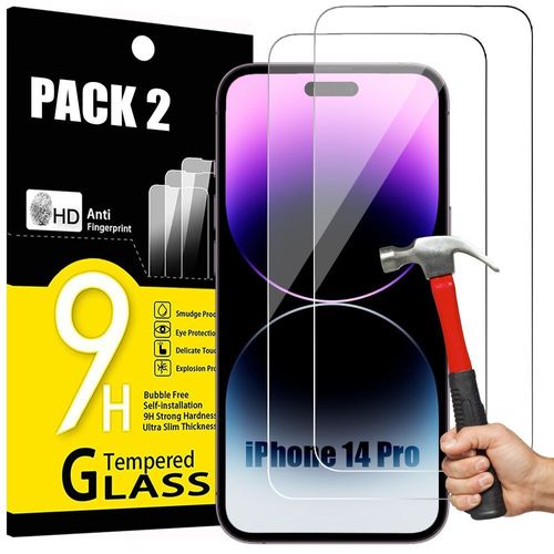 [2 pièces] Verre Trempe Transparent pour iPhone 14 Pro (6,1'')
