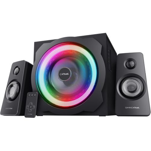 Trust Gaming GXT 629 Tytan RGB Enceinte PC Gamer 2.1 avec Caisson de Basses, 120 W, LED RGB, Télécommande sans Fil, Haut Parleur PC, Ordinateur Portable,...