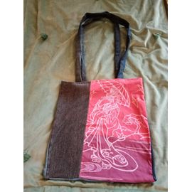 Tot bag jean et tissu modèle unique 38X34 cm Fait main modèle unique