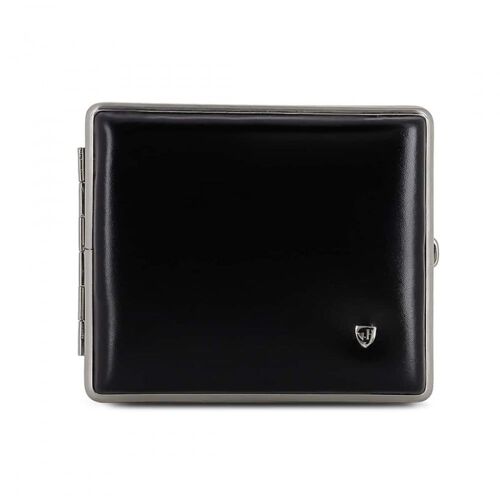 Étui cigarettes cuir lisse noir