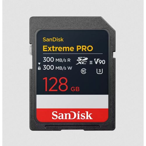 Carte Mémoire SD SanDisk Extreme PRO 128Go SDXC UHS-II jusqu'à 300MB/s V90, 8K, 4K UHD, SD carte mémoire flash haute vitesse
