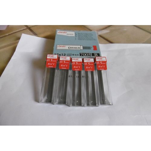 Étui De 12 Mines 0.5mm " B " Pour Tous Porte Mines 0.5mm Conte Criterium 7005 Lot De 5 Étuis
