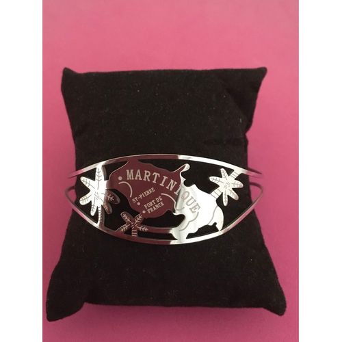 Idée Cadeau, Bracelet Argenté, Représentant La Martinique, Très Bien Emballé Pour Le Transport, 