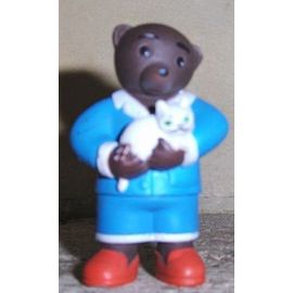 Figurine Petit Ours Brun Avec Petit Chat. Bayard.
