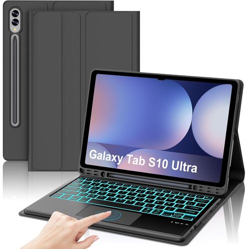 Clavier Avec Touchpad Pour Samsung Tab S10 Ultra 14.6 Pouces 2024, Azerty Français Clavier Rétroéclairé Bluetooth Avec Pavé Tactile Pour Samsung Tab S10 Ultra 14.6"" 2024, Noir[Z1657]