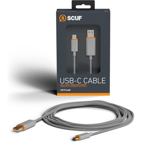 USB-C Câble Tressé ¿ Connexion et Rechargement USB Type-C de 2 Mètres/6 Pieds pour Manettes Xbox, Manettes PS5 et Smartphones - Gris Clair