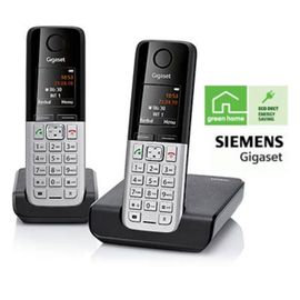 Téléphone fixe Gigaset C300A Duo DECT avec une portée maximale de 50 mètres en intérieur et de 300 mètres en extérieur fonctionnalités : réveil horloge calendrier mains libres c300 maison ou voyage