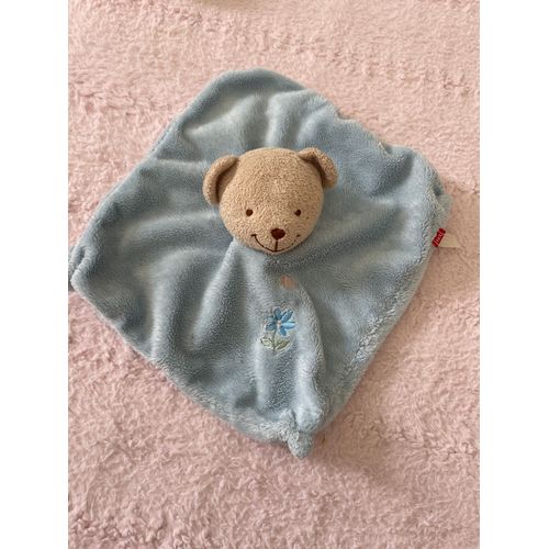 Doudou peluche ours tex bleu fleur