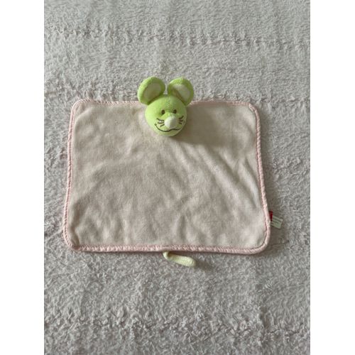 Doudou souris vert et rose tex