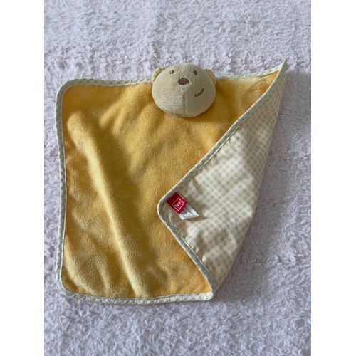 Doudou ours vichy jaune tex