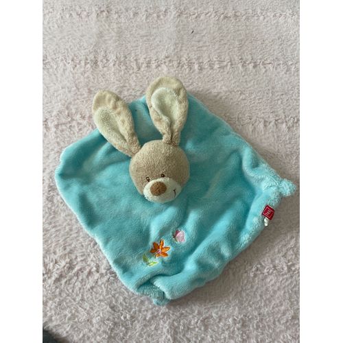Doudou lapin bleu tex