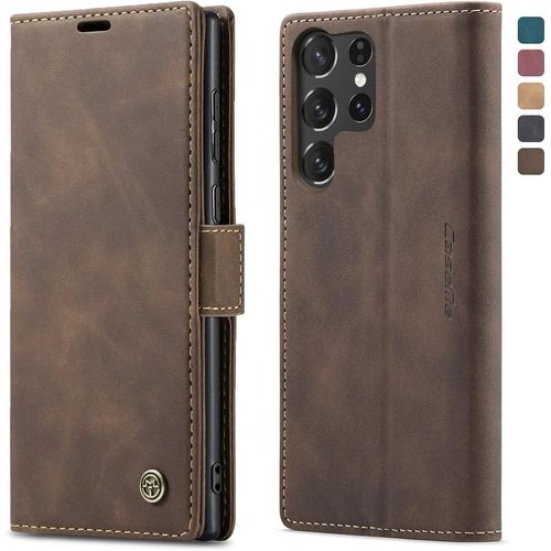 Sansh-Coque Samsung Galaxy S25 Ultra 5g Housse Antichoc En Cuir Pu Premium Fentes Cartes Etui Pochette De Portefeuille Avec Fonction Support À Rabat Housse Samsung Galaxy S25 Ultra 5g - Café