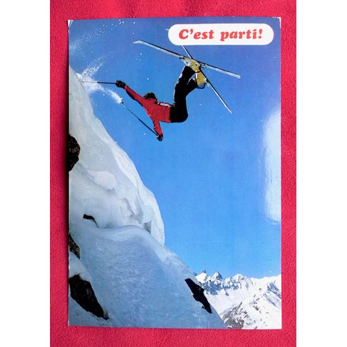 Ancienne Carte Postale Humour Ski. Valloire . "C'Est Parti !". Ecrite Au Dos. Tampon 1984.