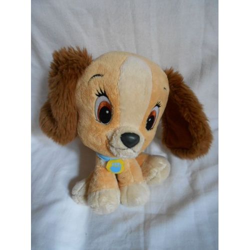 Peluche Belle Et Le Clochard Disney Big Head 25 Cm Lady Nicotoy Simba Toys Dickie Assis Collier Medaille Bleu Jaune Empreinte Patte