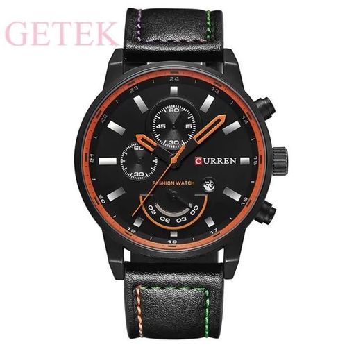 Curren Homme Montre Cuir Date Quartz 8217 Militaire Analogique Noir
