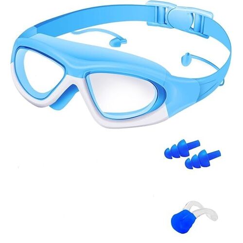 Lunette Piscine Enfants - Lunette Natation Filles Garçons 4-12 Ans Imperméables Antibuée Verres Grande - Inclut Bouchons D'Oreilles Et Nasal