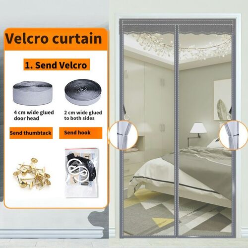 Moustiquaire magnétique pour porte-fenêtre, rideau anti-insectes pour portes-fenêtres contre les moustiques et autres nuisibles - Gris - 120 x 220 cm