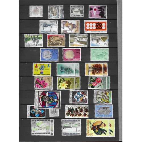 Lot De 150 Timbres Différents De Belgique De 1969 À 1973 - Oblitérés En Très Bon Etat Et Neufs.