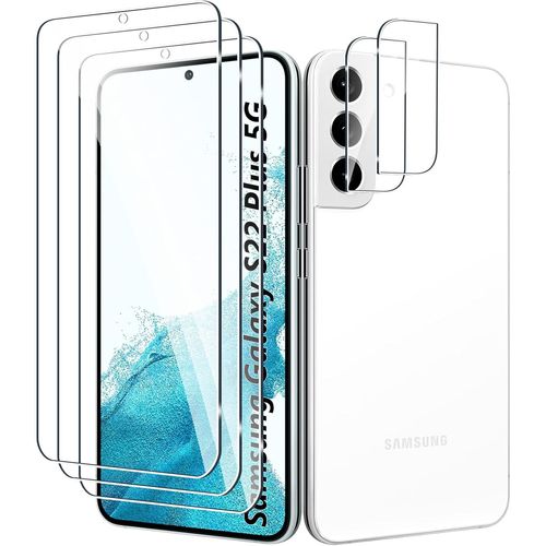 Hshi-[3+2 Pièces Verre Trempé Pour Samsung Galaxy S22 Plus 5g Et Caméra Arrière Protecteur,Sans Bulles,9h Dureté,Anti-Rayures,Hd Film Protection Ecran Pour Samsung Galaxy S22 Plus 5g