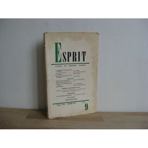 Esprit N°9 Septembre 1953, Vingt-Et-Unième Année - Maroc