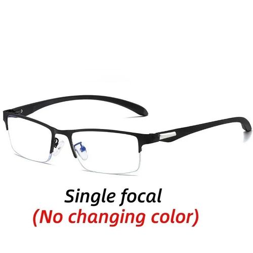 Lunettes De Lecture Photochromiques Multifocales Progressives Pour Hommes,Anti-Lumière Bleue,Lunettes De Vue De Loin,Demi-Monture,Affaires,Presbytie - Type Single Focal-Black #A 