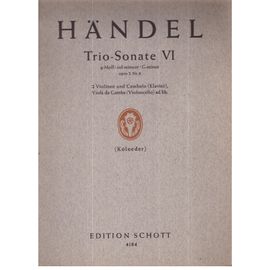 Haendel Trio-Sonate Vi En Sol Mineur Opus 2 N°6 Pour 2 Violons Et Clavier