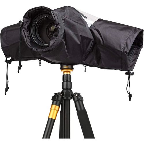 Housse De Pluie Appareil Photo Caméra Couverture Anti-Pluie Protection Imperméable Anti Couverture Anti Pluie Appareil Photo Pour Reflex Numérique Lens Total Jusqu'À 22 Cm Longueur, Noir