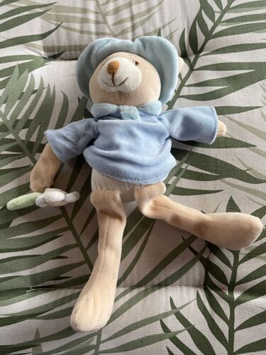 Doudou Peluche Lapin Jollybaby Chapeau Bleu