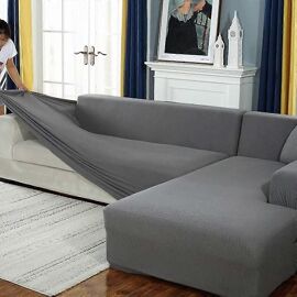 Housse de canapé, housse de canapé d'angle extensible, housse de canapé extensible compatible 1/2/3/4 places (canapé d'angle en L nécessite deux) (1 place : 90-140 cm, gris)