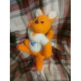 Doudou Kangourou Orange Blanc Etiquette W Bleu Walibi Nounours Vintage