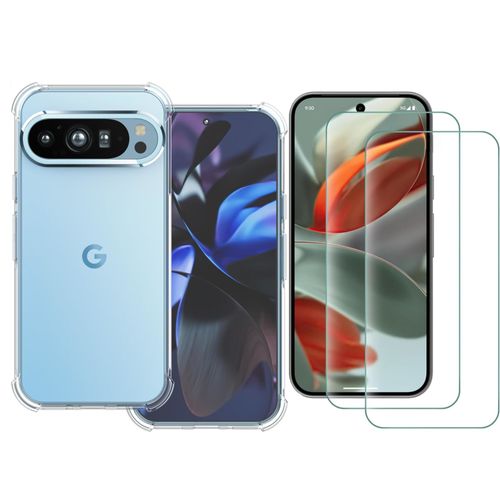 Coque Silicone Transparente Angles Renforces + 2 Verres Trempes Pour Google Pixel 9 / Pixel 9 Pro Little Boutik©