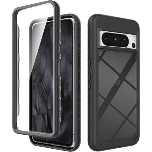 KAL-Coque De Protection Intégrale Pour Google Pixel 8 Pro (2023) 6,7''Avec [Protection Écran Intégré En Verre Trempé] (Noir)