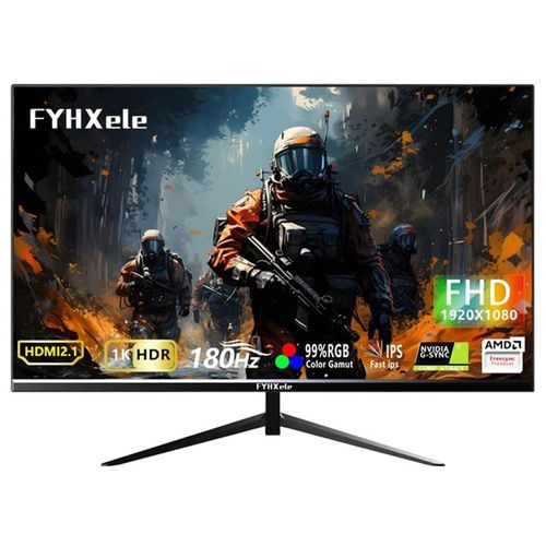 Moniteur de jeu FYHXele FY24FHR 24 pouces, écran IPS 1920 x 1080 16:9, taux de rafraîchissement de 180 Hz, temps de réponse de 1 ms (MPRT), 99 % sRGB,montage VESA 75 x 75 mm