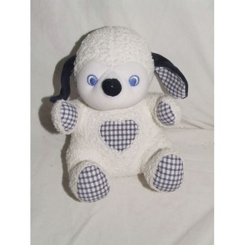 CHIEN MOUTON COEUR VICHY BLEU GRELOT