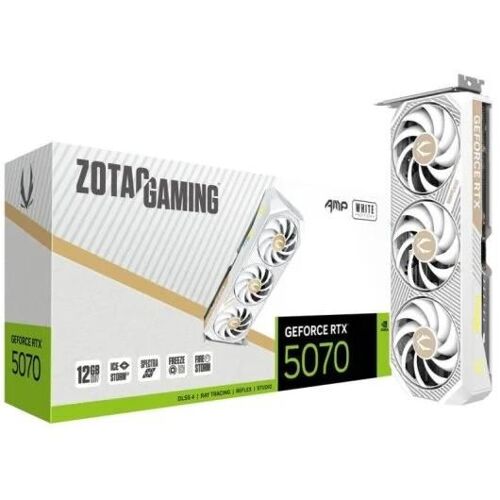 ZOTAC GAMING GeForce RTX 5070 AMP - White Edition - carte graphique - GeForce RTX 5070 - 12 Go GDDR7 - PCIe 5.0 x16 - 3 x DisplayPort, HDMI - blanc