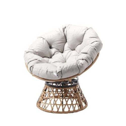 Fauteuil Rotatif Effet Rotin Avec Coussin Papasan