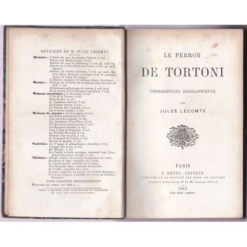 Le Perron De Tortoni. Indiscrétions Biographiques.