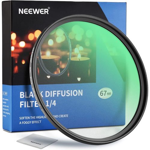 NEEWER 67mm Black Diffusion 1/4 Filtre Dreamy Cinematic Effect Camera Filtre Ultra Mince avec Verre Optique HD, Hydrofuge, Anti-Rayures,30 Couches Nano Revêtements pour Vidéo/Photographie