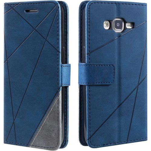 Coque Galaxy Grand Prime Etui En Cuir Pu Portefeuille Housse Fermeture Magnetique Und Flip Pour Galaxy Grand Prime Avec Fermeture Magnetique Bleu