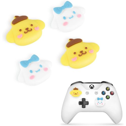 Thumbsticks pour ps5 pour ps4 Manette,Cute Anime thème Silicone Joystick Grips Caps Accessoire pour Xbox Series X/S, Xbox One, Switch Pro Controller,4 PCS-Chien Nuageux et Chien Jaune