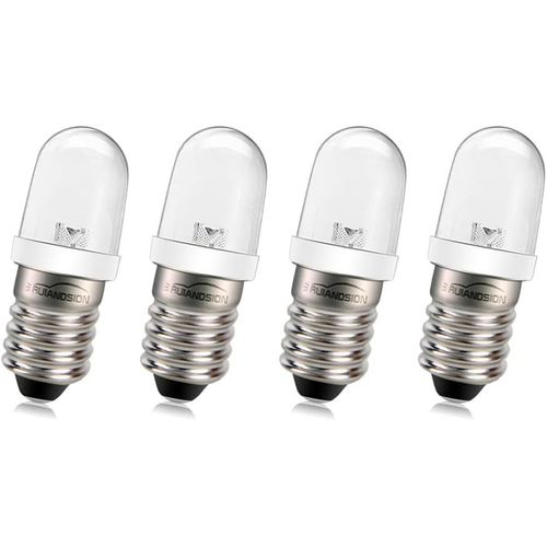 E10 Ampoule Led 220v 230v Ac Vis De 8mm Base D'économie D'énergie Led Voyant Led E10 Base De M À Niveau De L'ampoule, Blanc (Pack De 4)