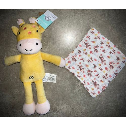 Doudou Girafe Inextenso Auchan Mouchoir Coton Gaze Girafons Jouet Peluche Bébé 