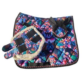 Ensemble De Tapis Pour Shetland Tropical Coloré Avec Bonnet Et Protège-Tendons