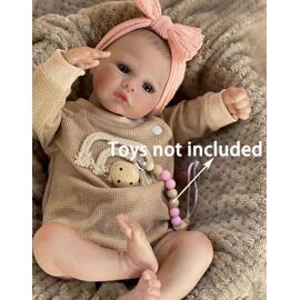 Poupée Reborn Garçon – Bébé Réaliste 45cm, Yeux Bleus, Cheveux Bruns