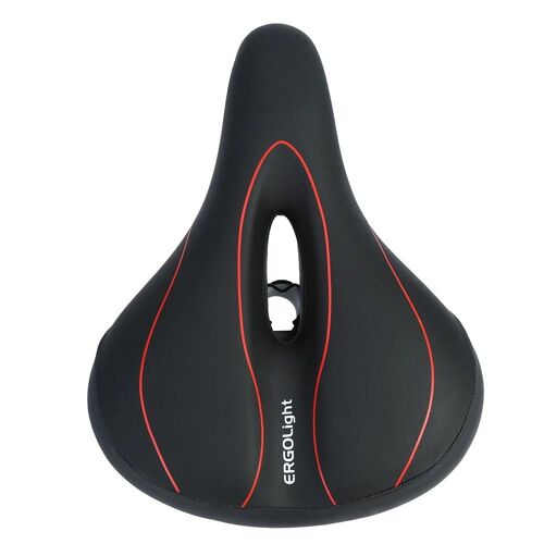 Selle De Vélo De Montagne Avec Feu De Sécurité Arrière Pour Rouler (Noir Et Rouge)
