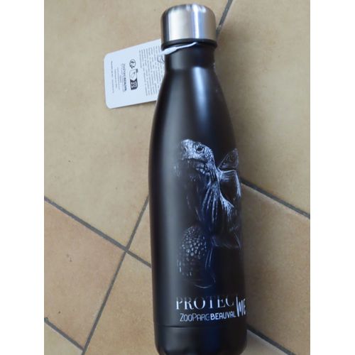 Gourde Isotherme Inox Noire Protect Me : Tortue Du Zoo De Beauval