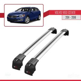 Barres De Toit - Ace-2 - Volvo V60 Estate 2011-2018 - Aluminium - Gris - Charge Utile 300 Kg