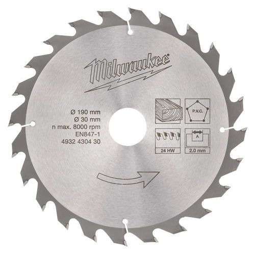 Lame de scie circulaire Milwaukee 190 mm 24 dents