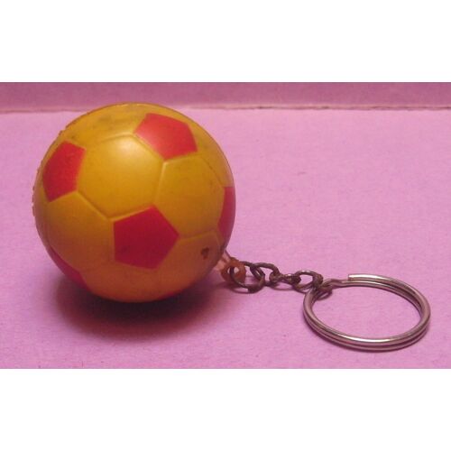 Porte Clé / Clés - Ballon Football Jaune Et Rouge- Mousse
